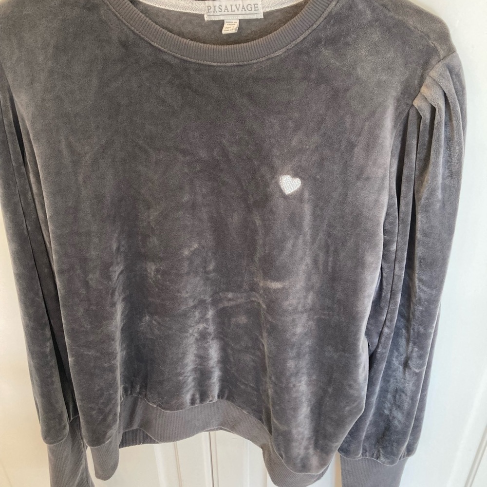Gray velour sweatsuit